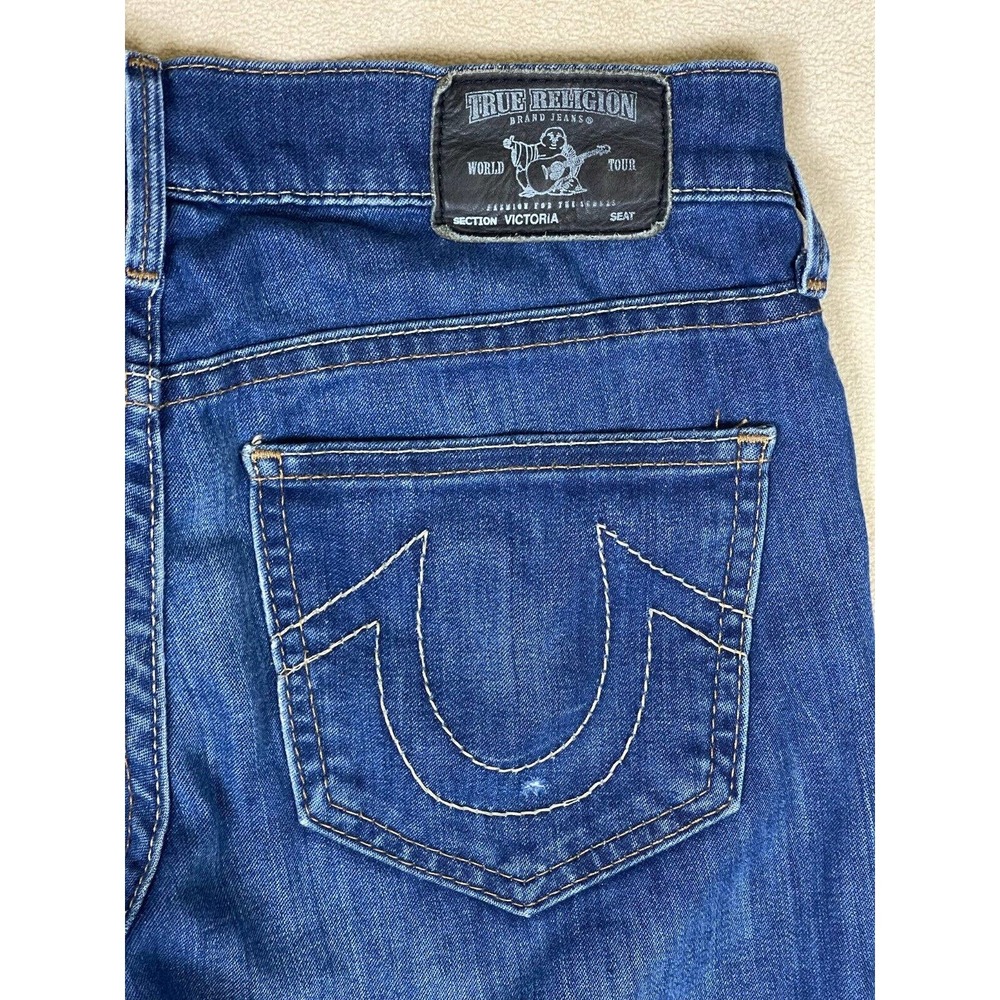 True Religion Victoria‎ Womens 26 Skinny Jeans Stretch Embroidered Regular Fit - Picture 10 of 11